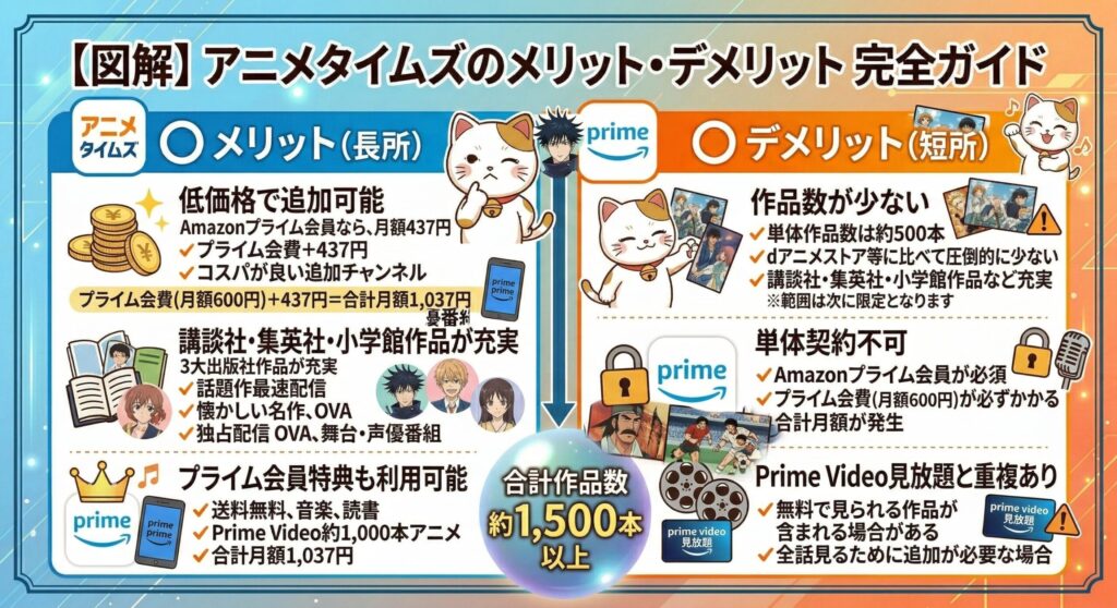 アニメタイムズのメリットとデメリットを解説した図解