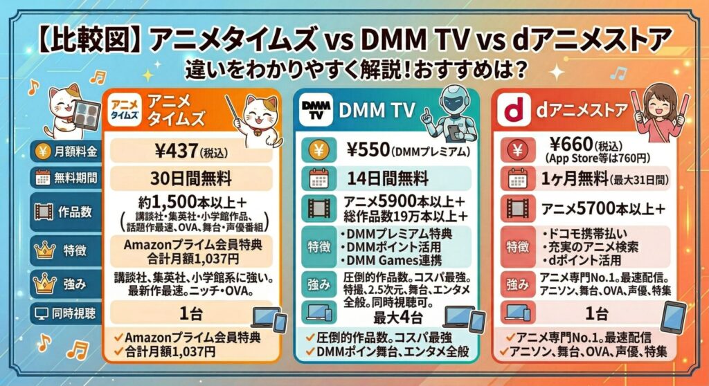 アニメタイムズと他サービスの比較をした図解