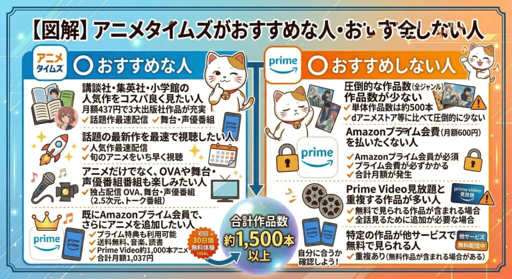 アニメタイムズがおすすめな人とおすすめしない人を解説した図解