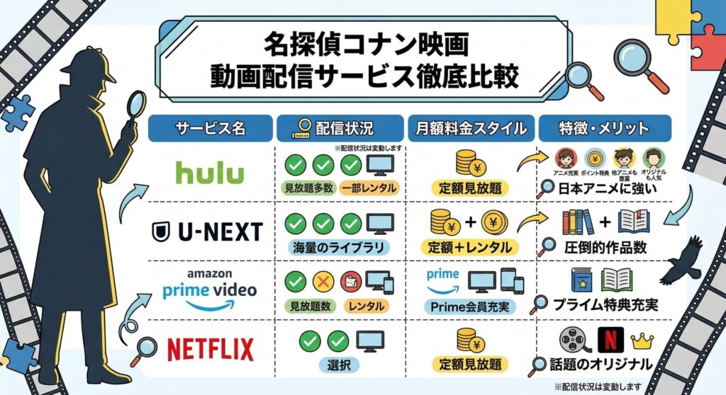 コナン映画が見れる動画配信サービスまとめ