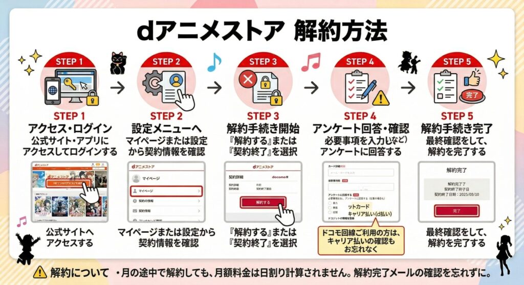 dアニメストアの解約方法｜退会手順を5ステップでわかりやすく解説