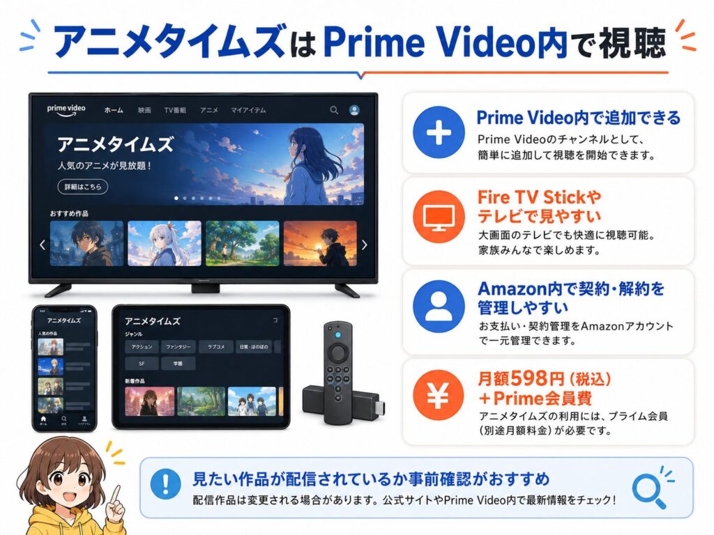 アニメタイムズをPrime Video内で視聴できる仕組みを説明した図解